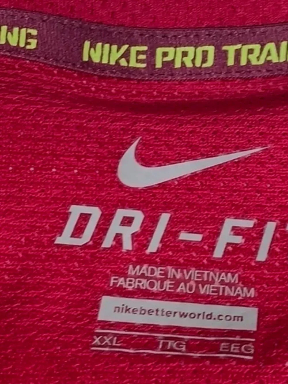 NIKE MEN'S DRI-FIT PRO TRAINING VAPOR DARK FIREBERRY VENTED 2XL SHIRT 644301-644
